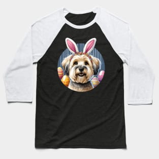 Dandie Dinmont Terrier Celebrates Easter with Bunny Ears Baseball T-Shirt